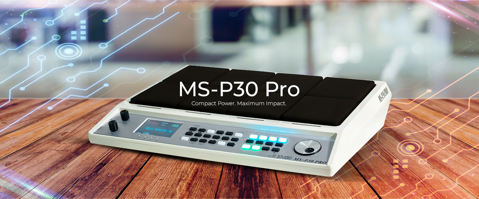 M-Studio MS-P30 PRO Digital Percussion Octapad With New Indian Tones and Bluetooth White