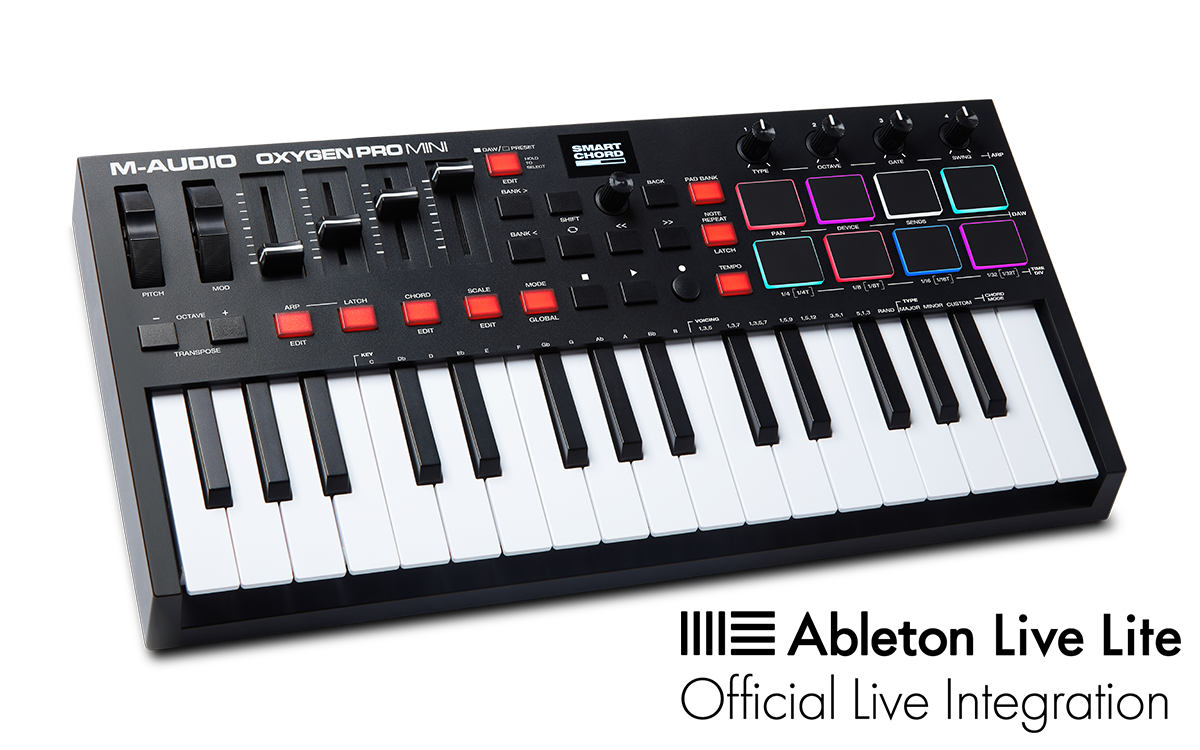 M-Audio Oxygen Pro Mini Powerful 32-Mini-key USB MIDI Controller with Smart Controls and Auto-mapping