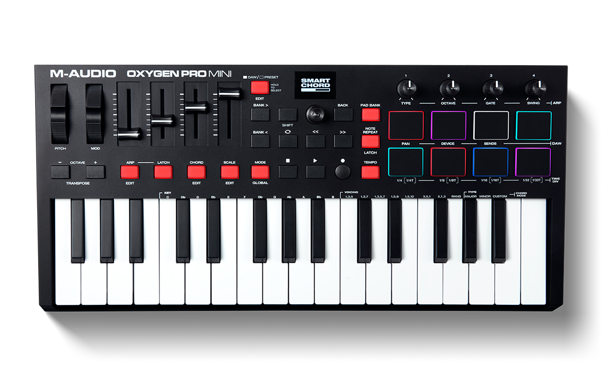 M-Audio Oxygen Pro Mini Powerful 32-Mini-key USB MIDI Controller with Smart Controls and Auto-mapping