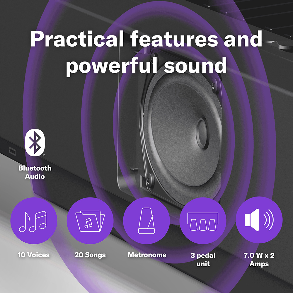 Yamaha P-145BT Digital Piano 88 Keys Black Built-in Bluetooth Audio Function Compact Lightweight Design Realistic Touch Sound for Practice Performance