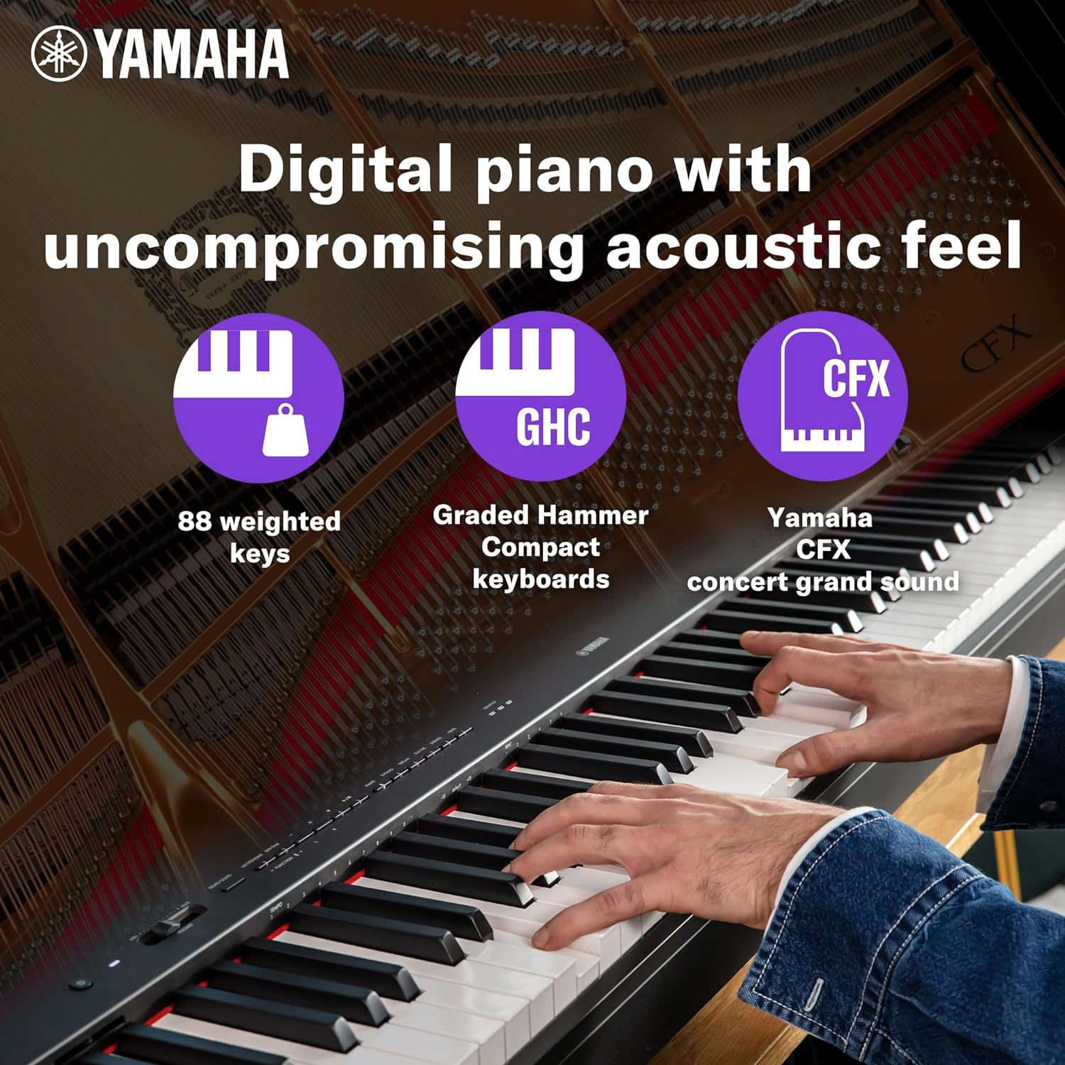Yamaha P225B 88-Key Weighted Action Digital Piano with Power Supply and Sustain Pedal Black P225B