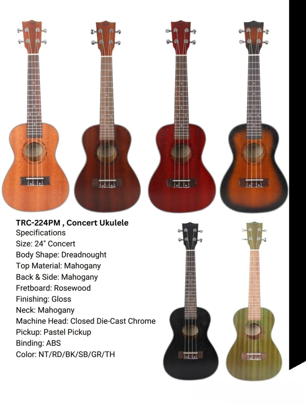 Techno TRC-224PM Concert Ukulele Green