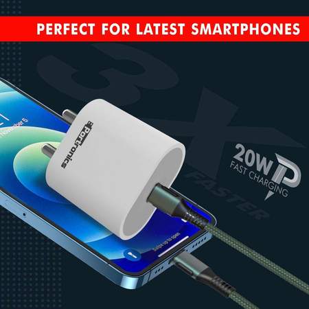 Portronics Adapto 20- 20W Type-C charger with fast charging