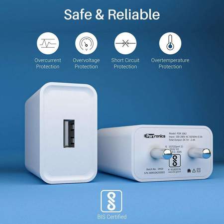 Portronics Adapto 62- 24A Adapter with Single USB Port