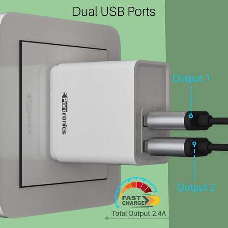 Portronics Adapto 648- 24A Charger with Dual USB Ports