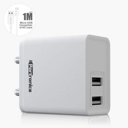 Portronics Adapto 648- 24A Charger with Dual USB Ports