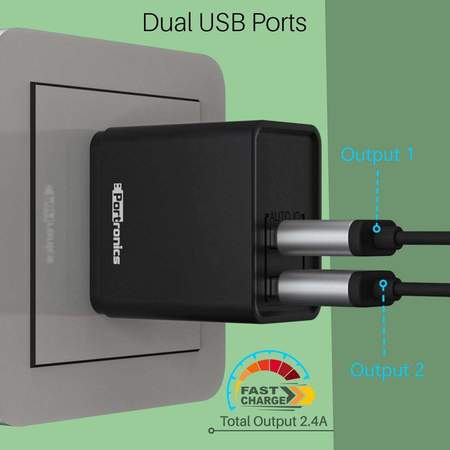 Portronics Adapto 649- 24A Charger with Dual USB Ports