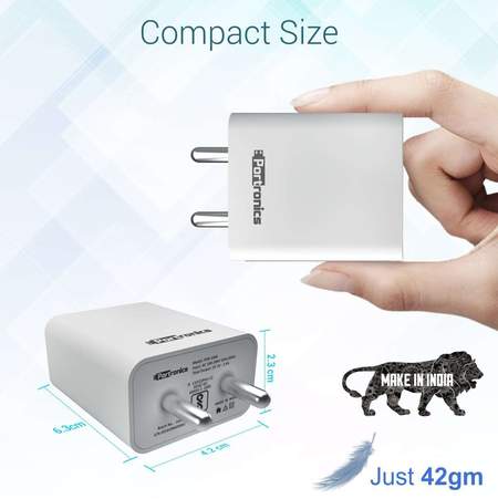 Portronics Adapto 66- 24A Charger with Dual USB Ports