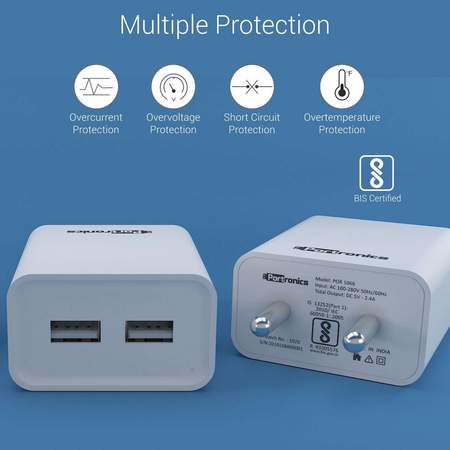 Portronics Adapto 66- 24A Charger with Dual USB Ports