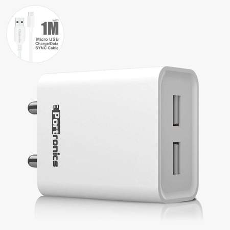 Portronics Adapto 66- 24A Charger with Dual USB Ports