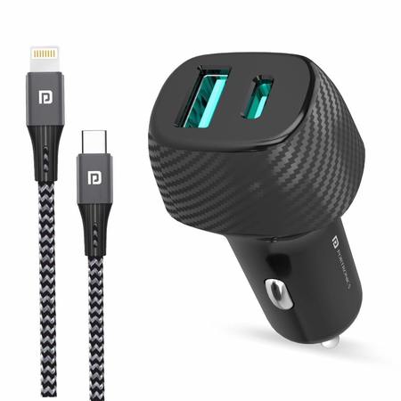 Portronics Car Power 6 With Lightining Cable with 36W QC PD Outputs
