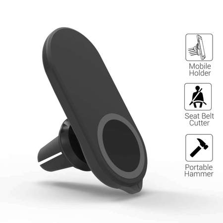 Portronics Clamp A- Magnetic Air Vent Mount with Safety Cutter Hammer