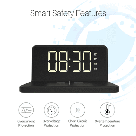 Portronics Freedom 4A- Desktop Wireless Charger with Digital Alarm Clock