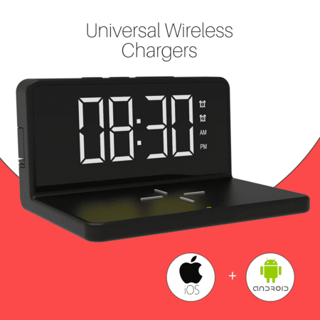 Portronics Freedom 4A- Desktop Wireless Charger with Digital Alarm Clock