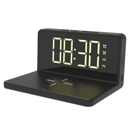 Portronics Freedom 4A- Desktop Wireless Charger with Digital Alarm Clock