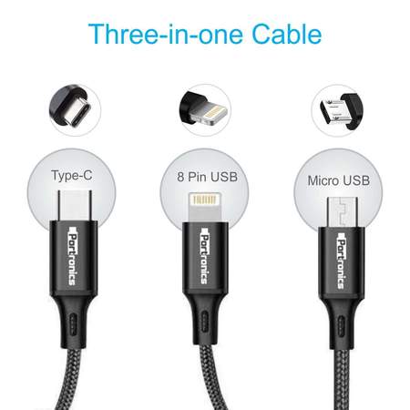 Portronics Konnect Trio Plus - 3-in-1 Multi-Functional Cable