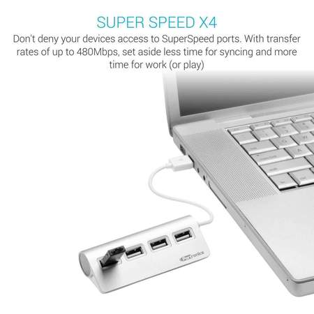 Portronics Mport 24 for PC- USB 20 Aluminium HUB with 4 USB Ports