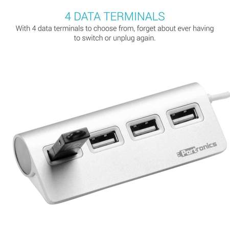 Portronics Mport 24 for PC- USB 20 Aluminium HUB with 4 USB Ports