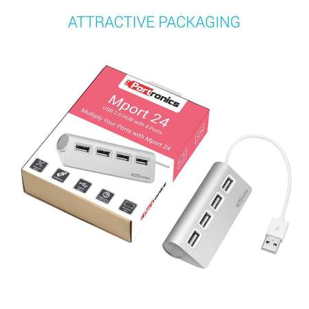 Portronics Mport 24 for PC- USB 20 Aluminium HUB with 4 USB Ports
