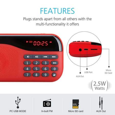 Portronics Plugs- Mini Portable Speaker with FM
