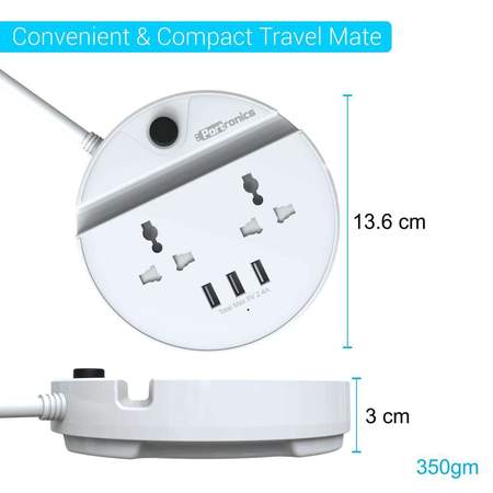 Portronics Power Bun with 3 USB 2 AC Plugs a Surge Protector