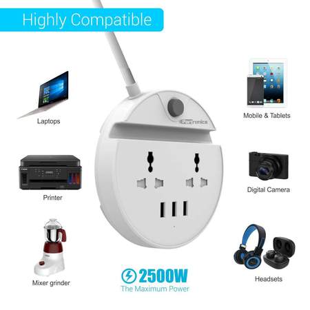 Portronics Power Bun with 3 USB 2 AC Plugs a Surge Protector