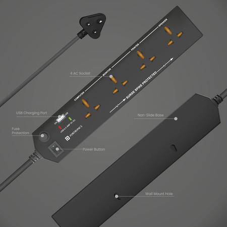Portronics Power Plate 4- USB Power Surge Protector