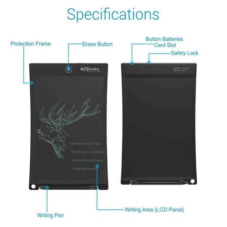 Portronics Ruffpad 10 Plus- Re-Writable LCD Writing Pad with Content Safety Button