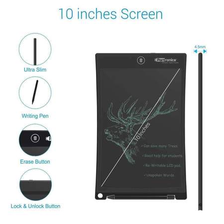 Portronics Ruffpad 10 Plus- Re-Writable LCD Writing Pad with Content Safety Button