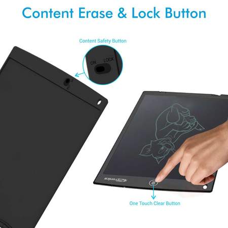 Portronics Ruffpad 12 D- Re-Writable LCD Writing Pad with Content Safety Button
