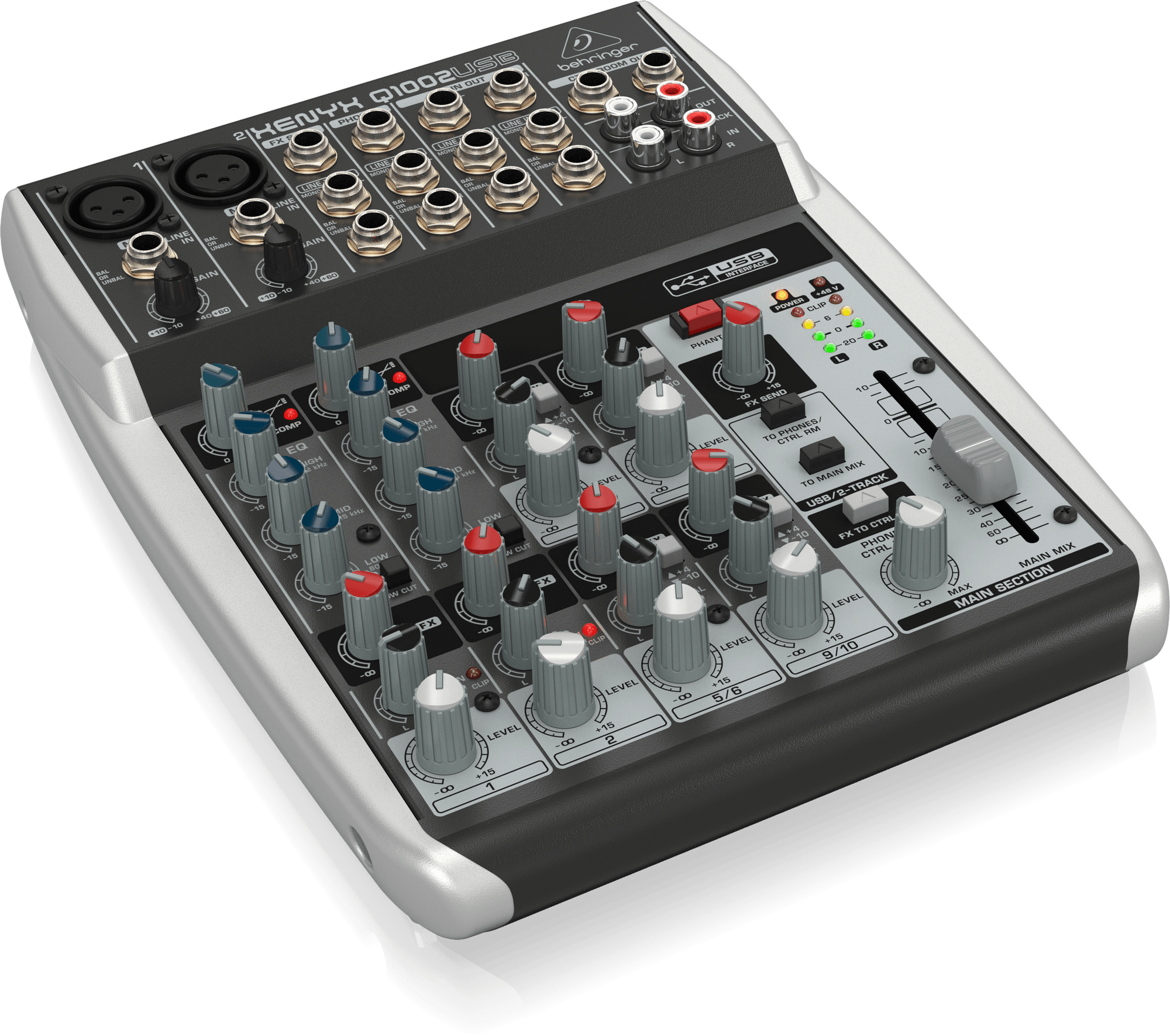 Behringer Q1002USB Premium 10-Input 2-Bus Mixer with XENYX Mic Preamps and Compressors British EQ and USBAudio Interface
