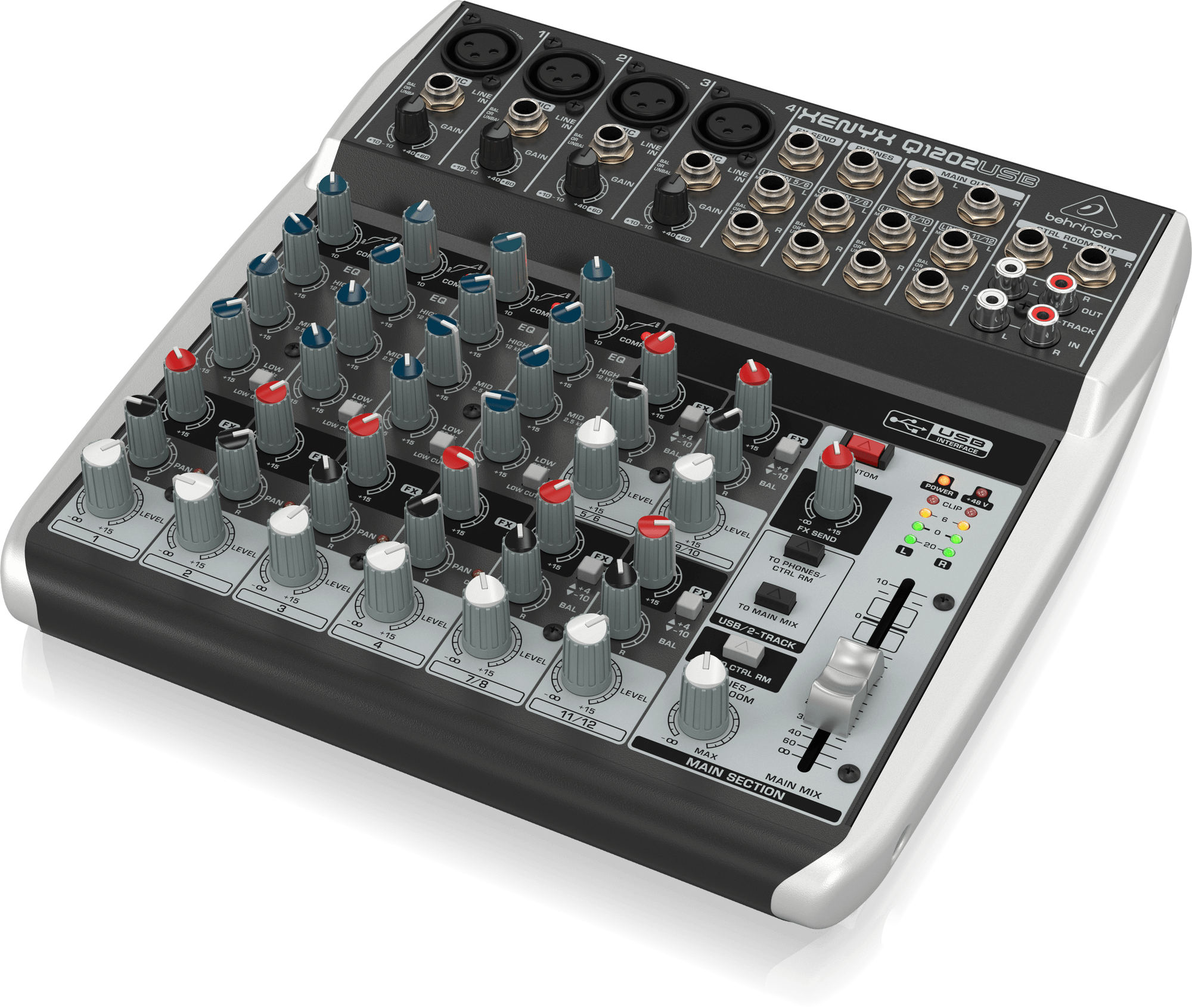 Behringer Q1202USB Premium 12-Input 2-Bus Mixer with XENYX Mic Preamps and Compressors British EQ and USBAudio Interface