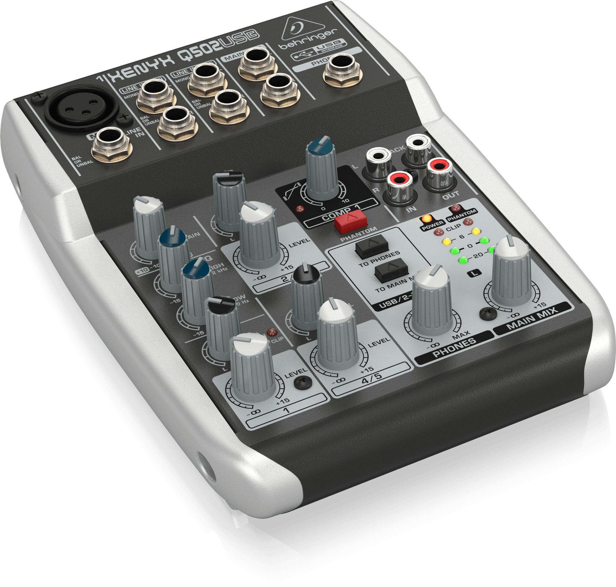 Behringer Q502USB Premium 5-Input 2-Bus Mixer with XENYX Mic Preamp and Compressor British EQ and USBAudio Interface