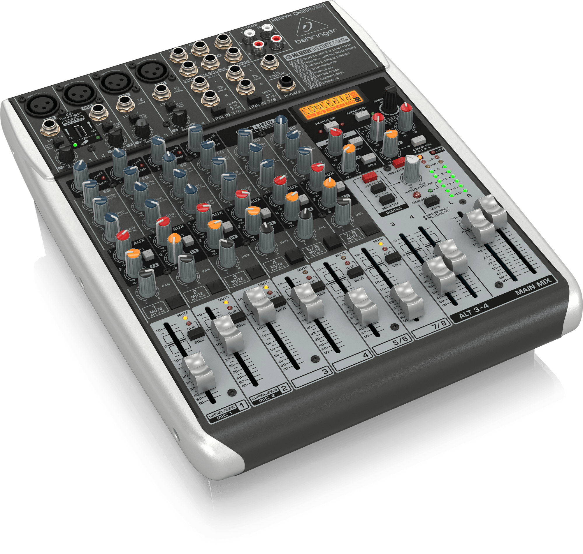 Behringer XENYX QX1204USB Premium 12-Input 22-Bus Mixer with XENYX Mic Preamps and Compressors Klark Teknik Multi-FX Processor Wireless Option and USBAudio Interface
