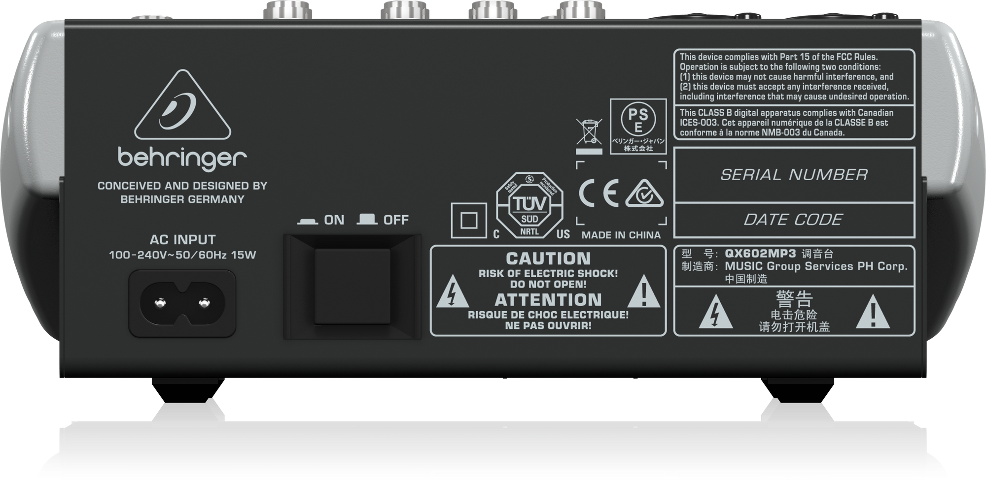 Behringer XENYX QX602MP3 Premium 6-Input 2-Bus Mixer with XENYX Mic Preamps British EQ MP3 Player and Multi-FX