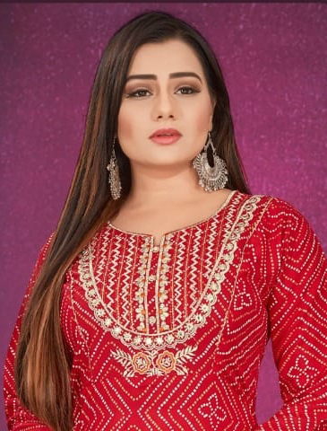 AC Womens Red Kurti with Sharara