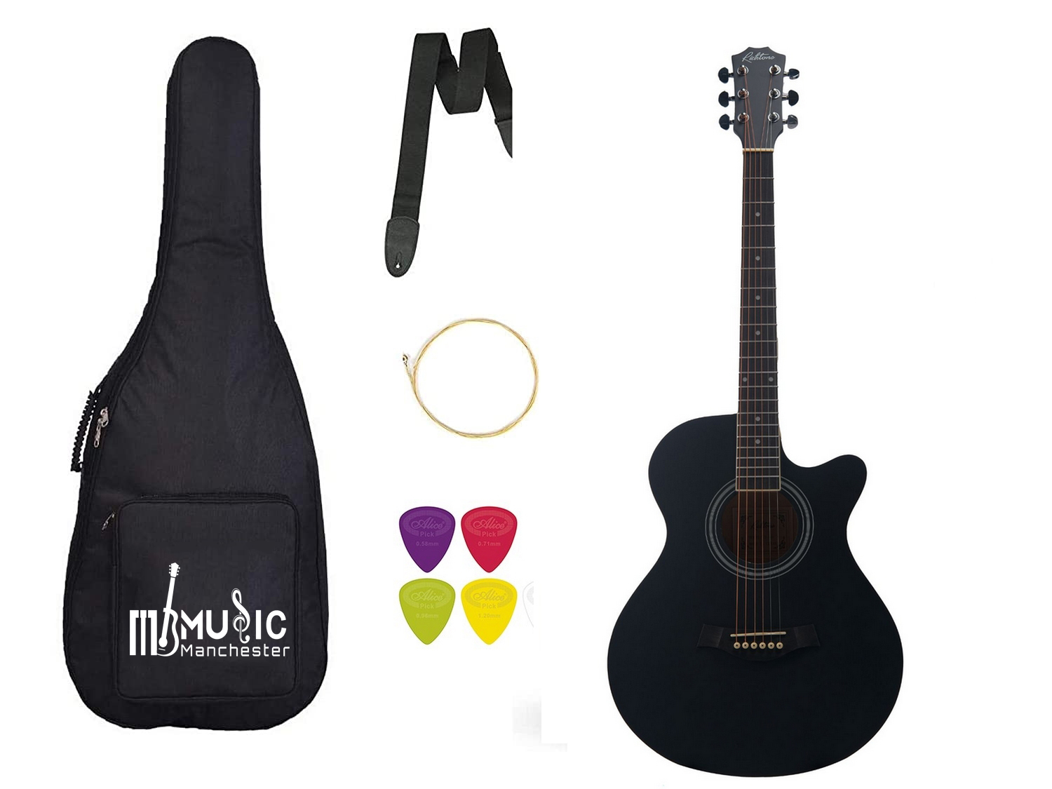 Richtone RT40C Acoustic Guitar- Black Combo Pack