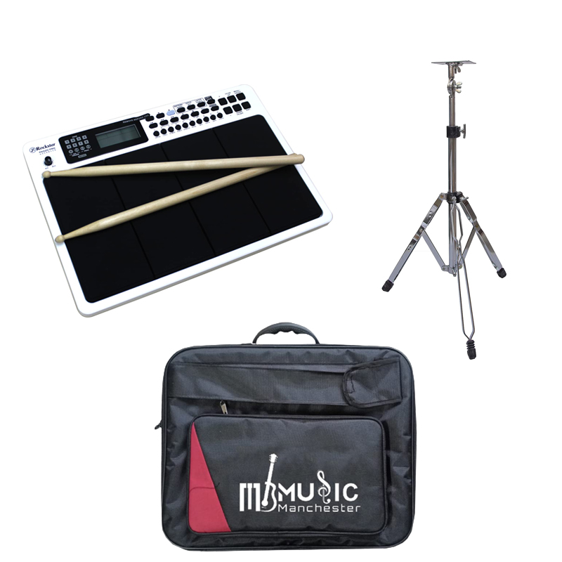 New Rockstar Pad20 Pro Advanced with Hard Case and Octapad Stand - WHITE New Indian Tones
