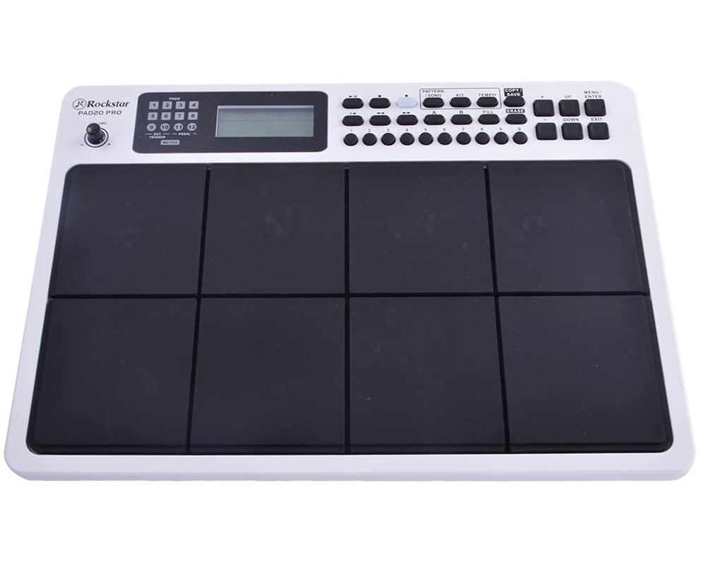 Rockstar Pad20 Pro 29 Buttons 8 Pad with Hard Case and Octapad Stand WHITE