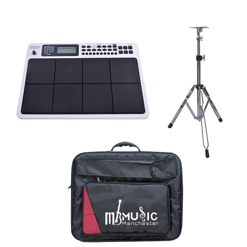 Rockstar Pad20 Pro 29 Buttons 8 Pad with Hard Case and Octapad Stand WHITE