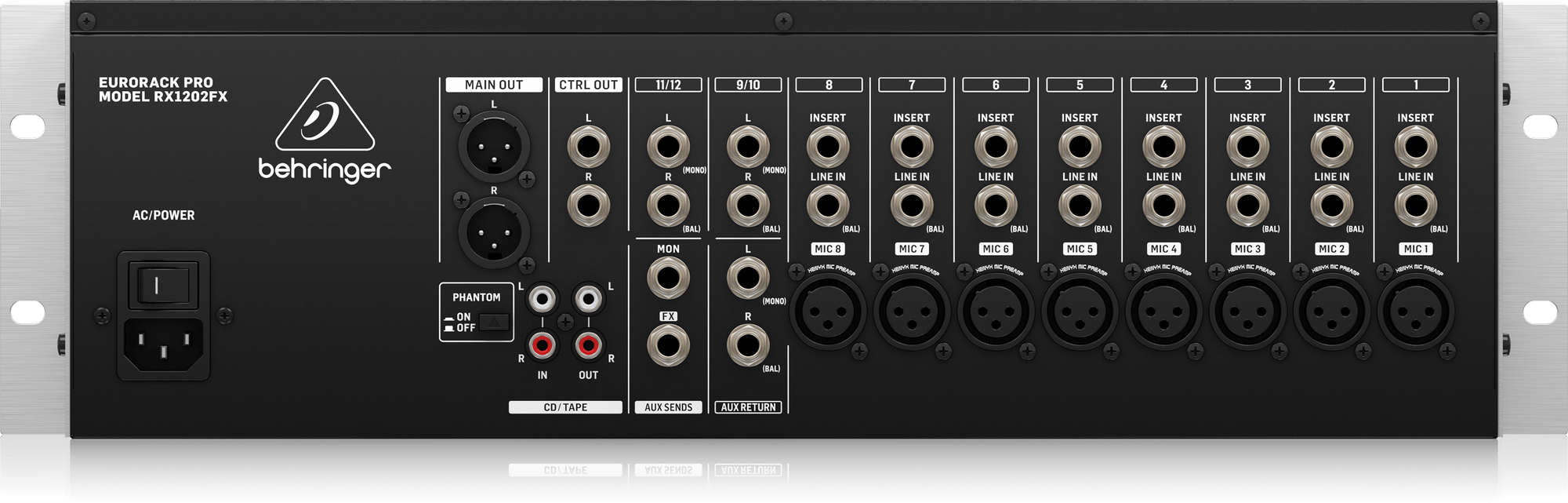 Behringer RX1202FX V2 Premium 12-Input MicLine Rack Mixer with XENYX Mic Preamplifiers British EQs and Multi-FX Processor
