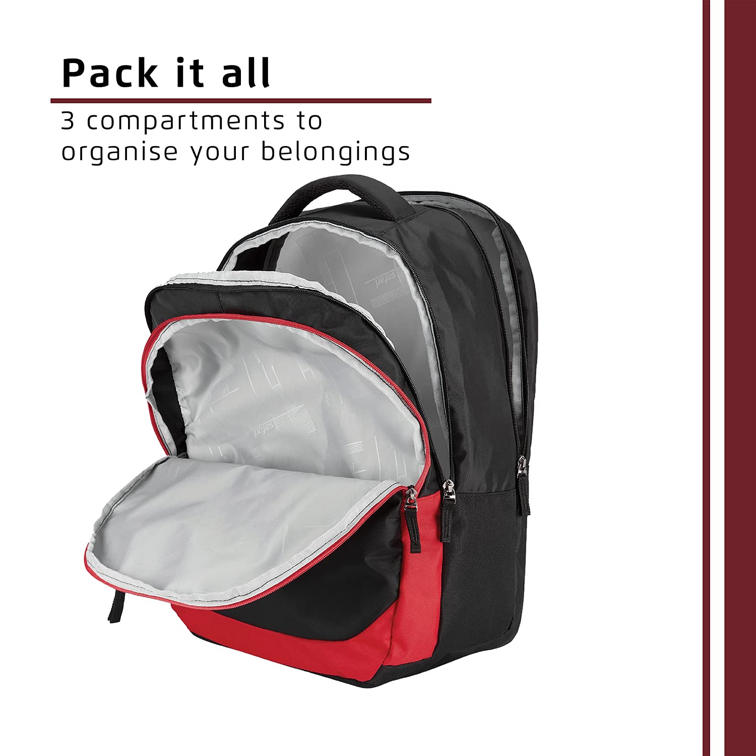 Safari Rain Backpack 35L with File Holder and Rain Cover Red