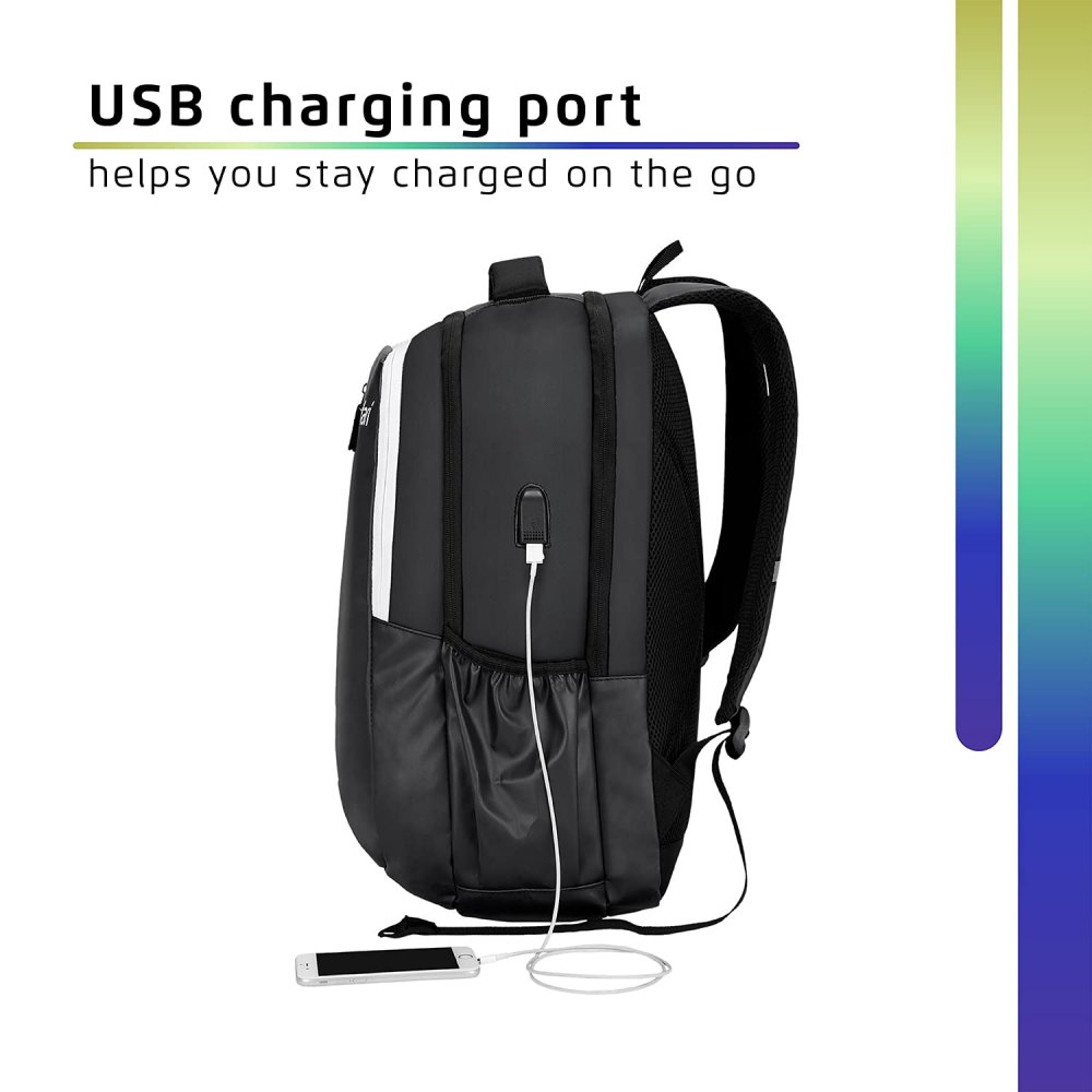 Backpack with USB Charging Port, Black