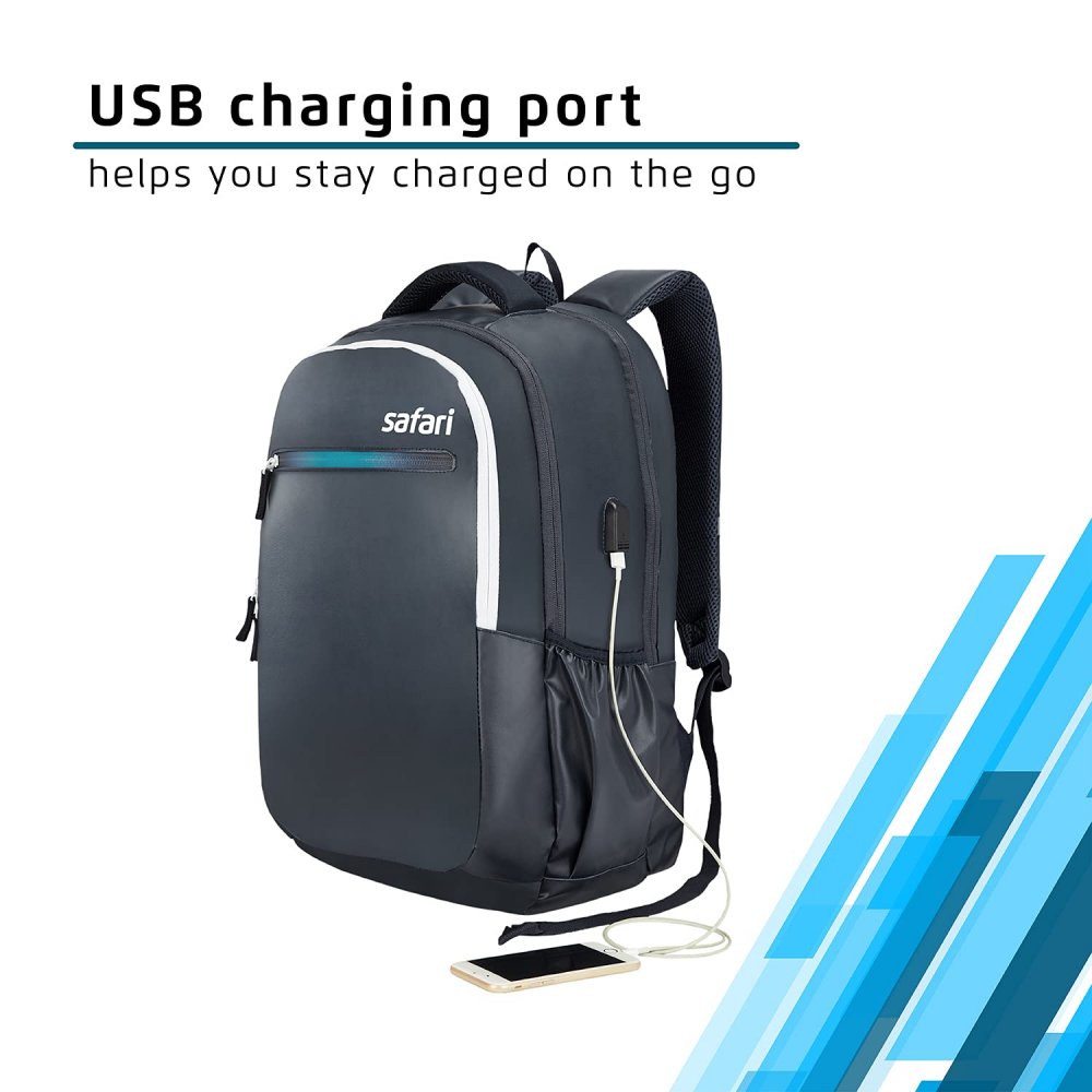 Backpack with USB Charging Port, Blue