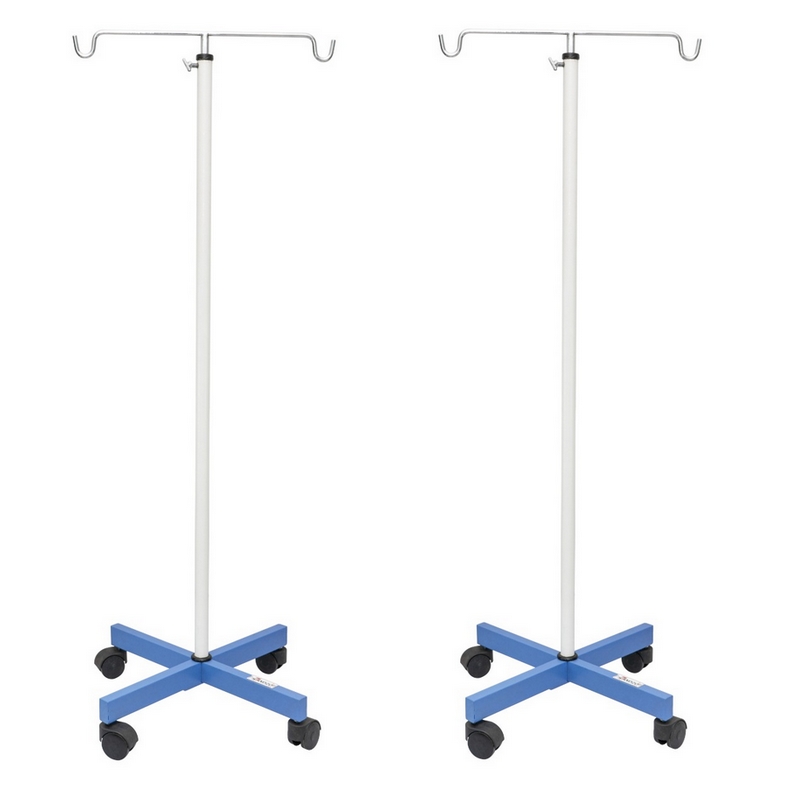 Standzo Fully Folding IV Glucose and Saline Stand - Attractive Look Four Wheels Pack of 2