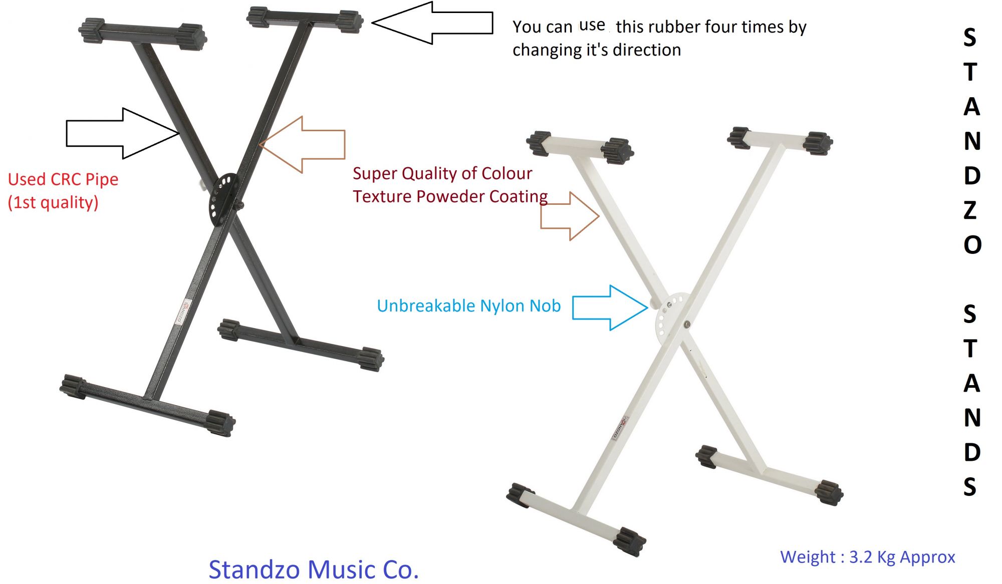 Standzo Single Keyboard Stand X-1 White