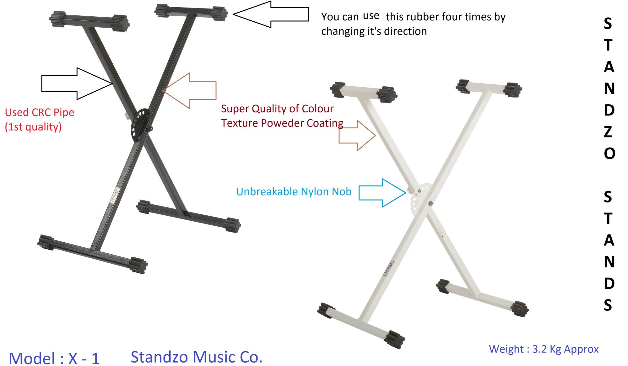 Standzo-X1 Black Single Keyboard Stand Platinum Quality