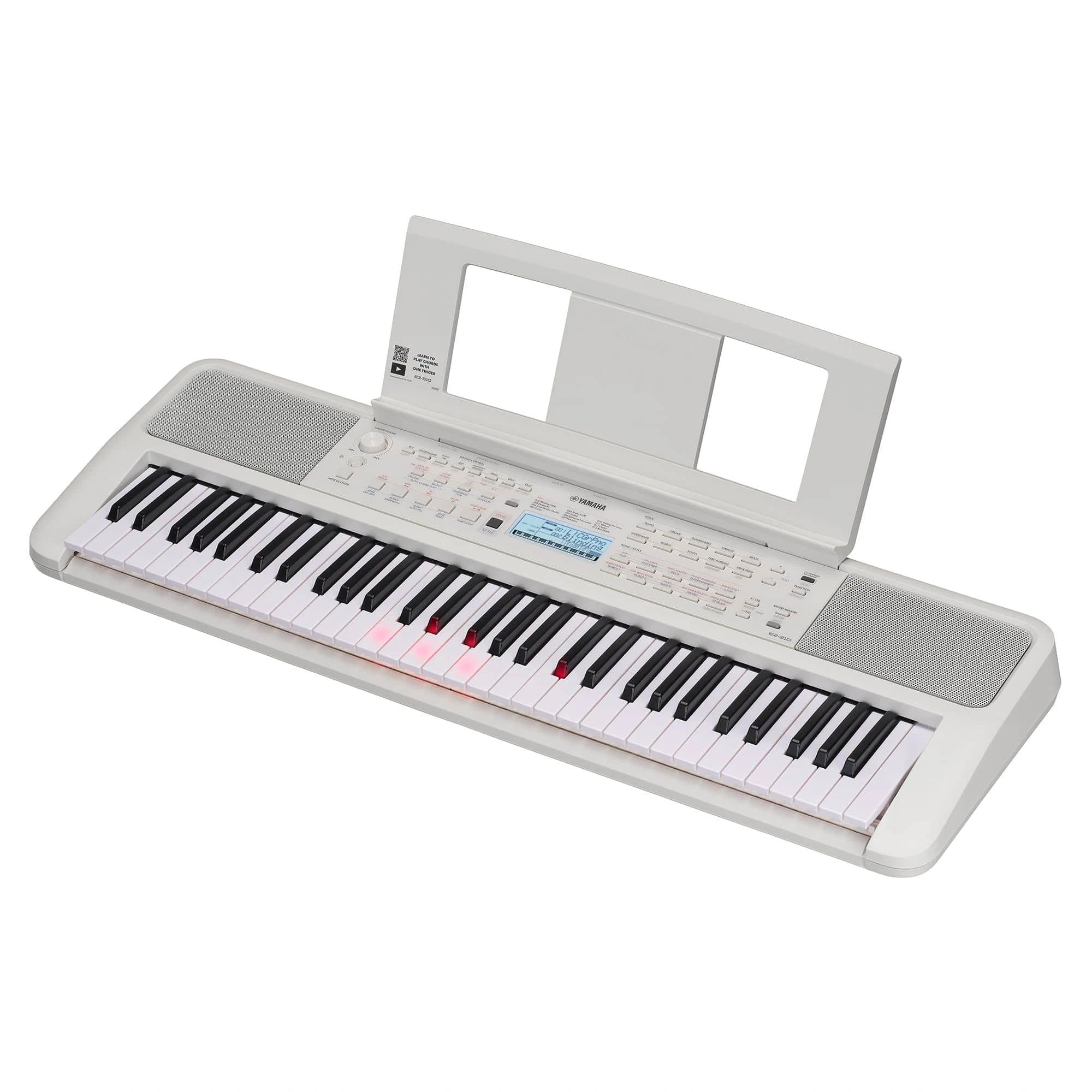 Yamaha 61-Key Portable Keyboard with Lighted Keys for Easy Learning Music Rest and Power Adapter EZ310
