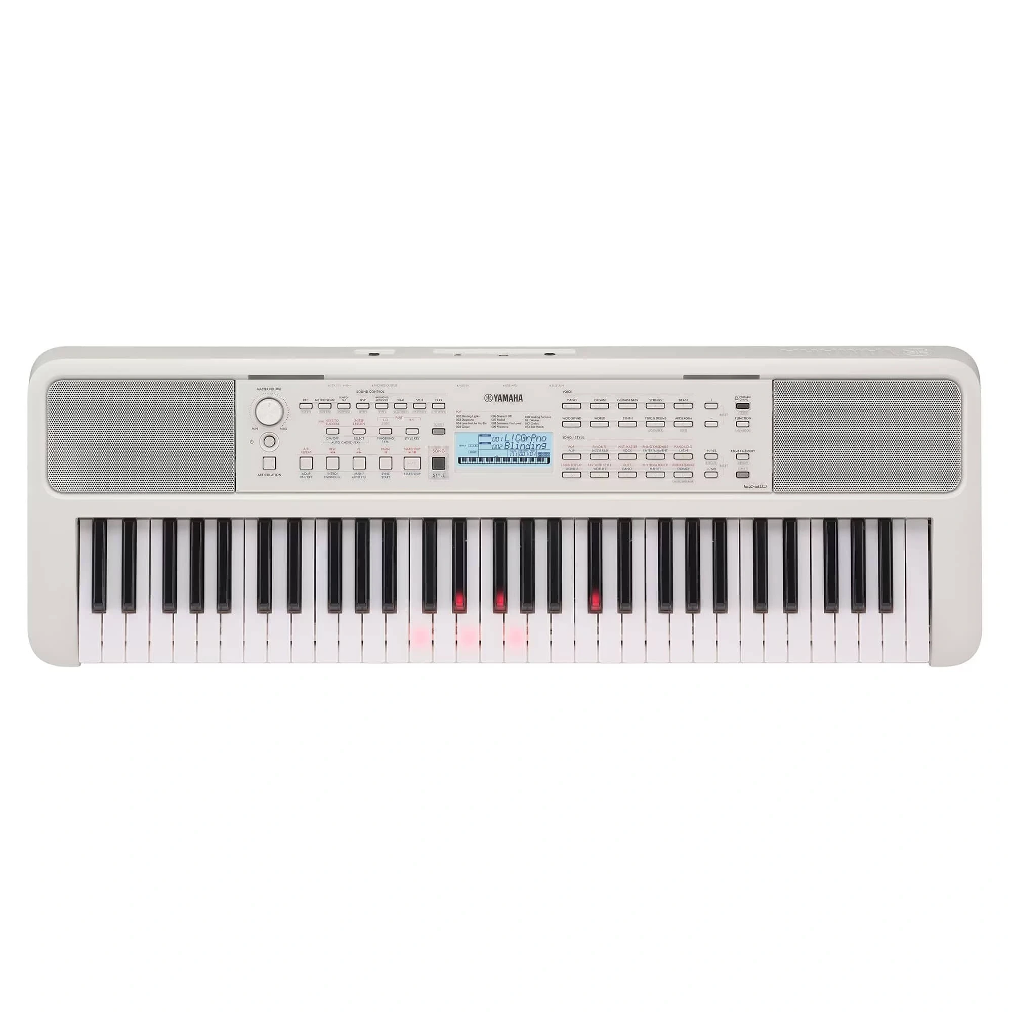 Yamaha 61-Key Portable Keyboard with Lighted Keys for Easy Learning Music Rest and Power Adapter EZ310