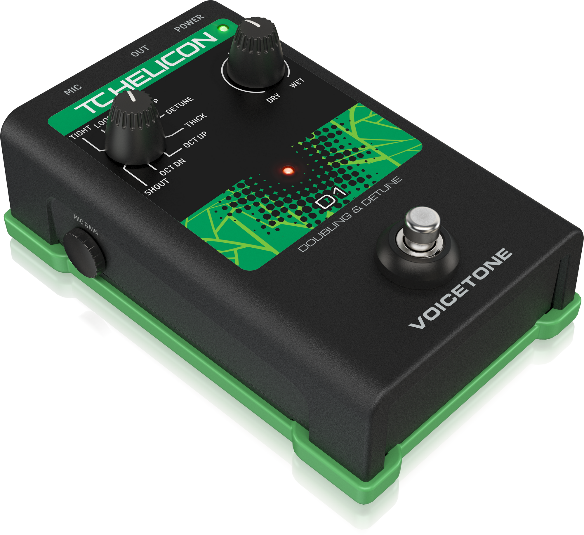 TC Helican VOICETONE D1 Single-Button Stompbox for Realistic Vocal Doubling Effects